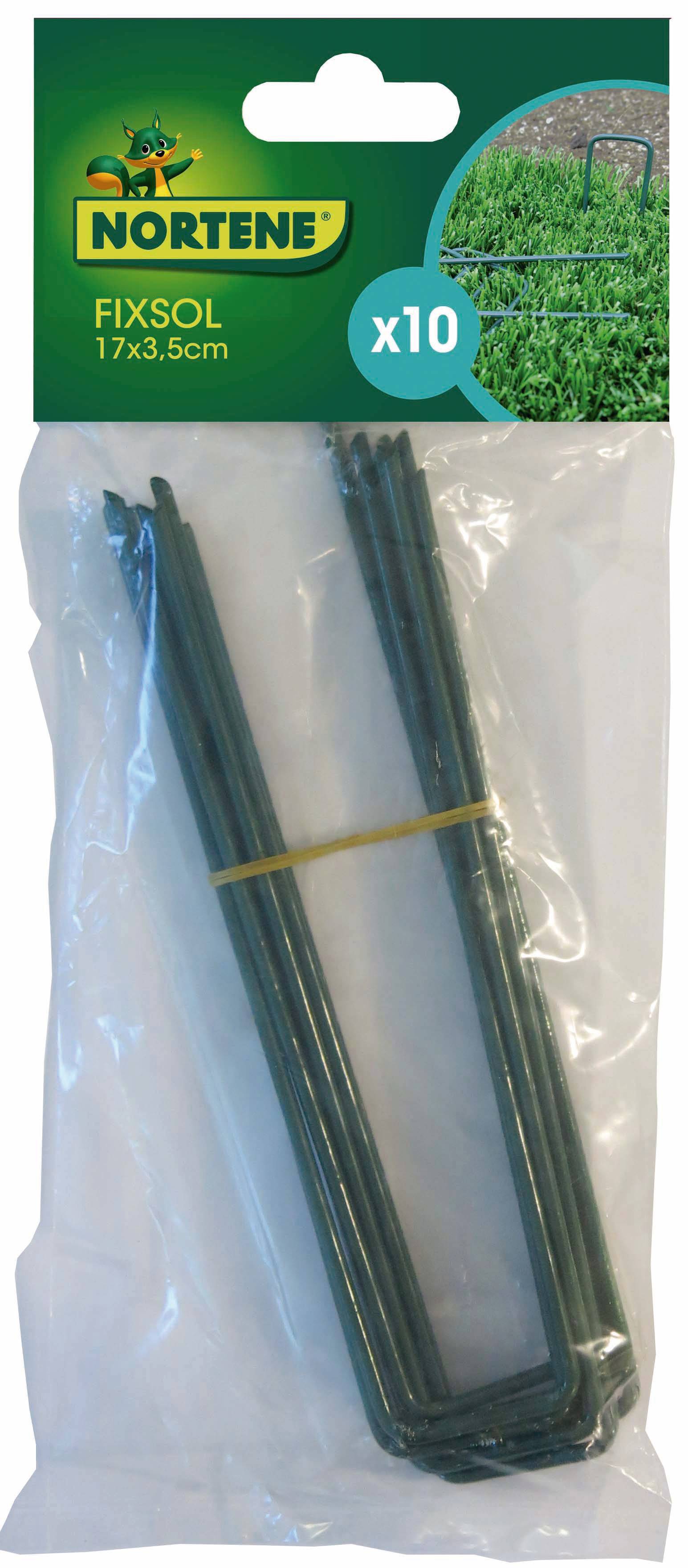 Nortène - FIXSOL Lot de 10 Agrafes de fixation Vert 17 x 3,5 cm