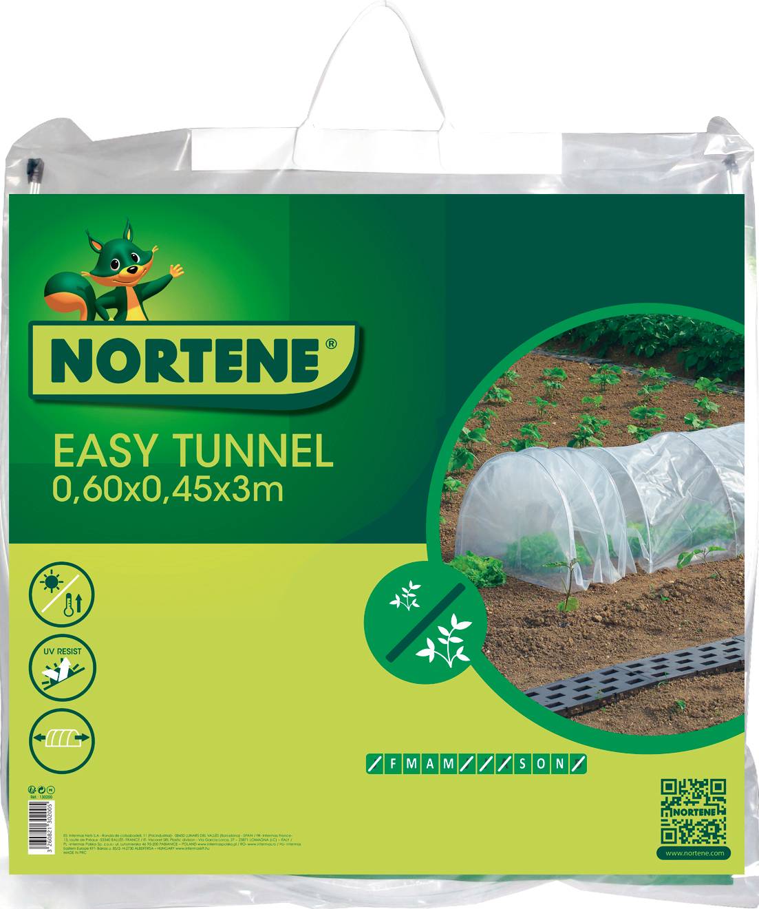 Nortène - EASY TUNNEL  Tunnel accordéon  transparent 0,60x0,45x3m