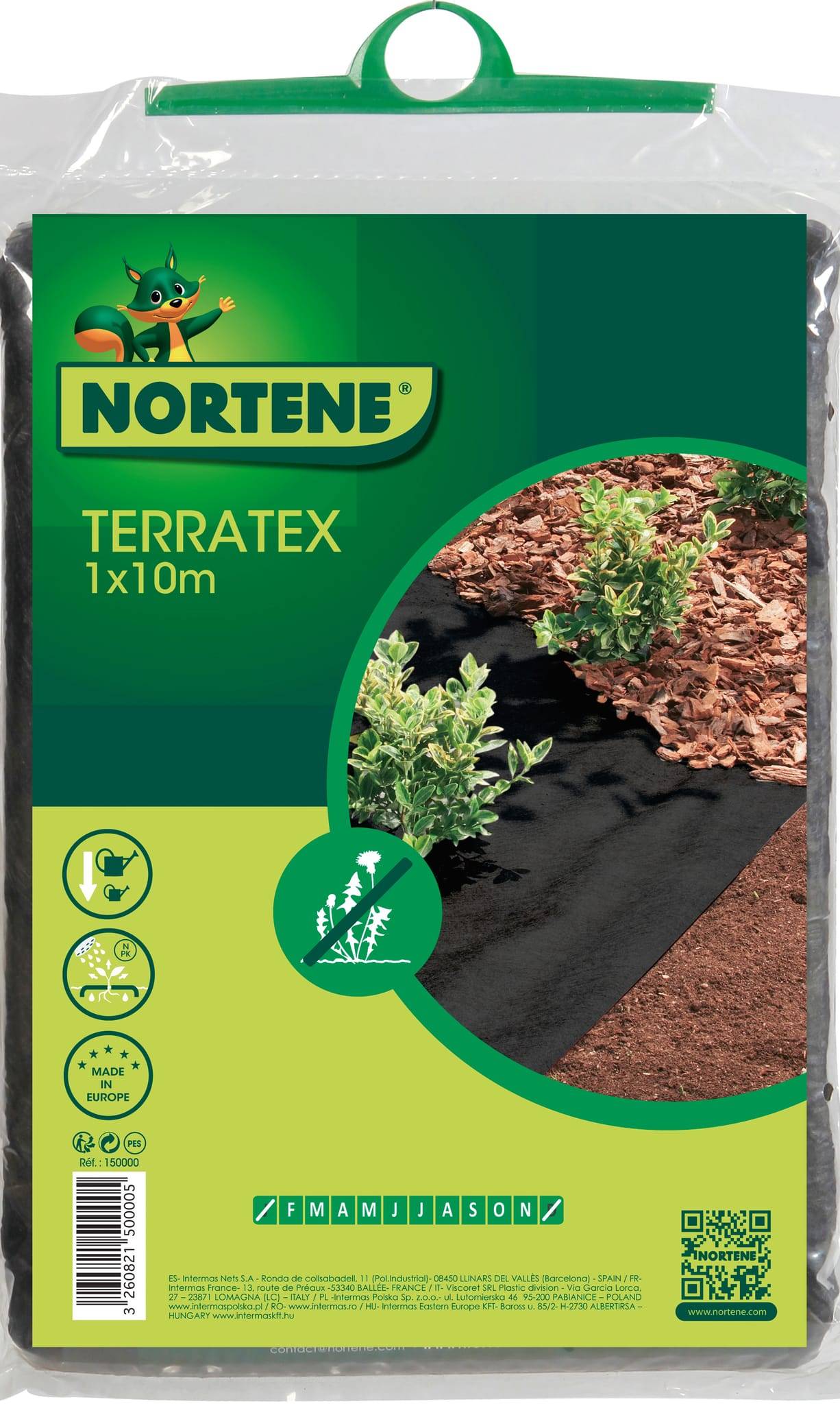 Nortène - TERRATEX Nappe de jardinage PP 80gr/m²  noir 1x10m plié - Image 1