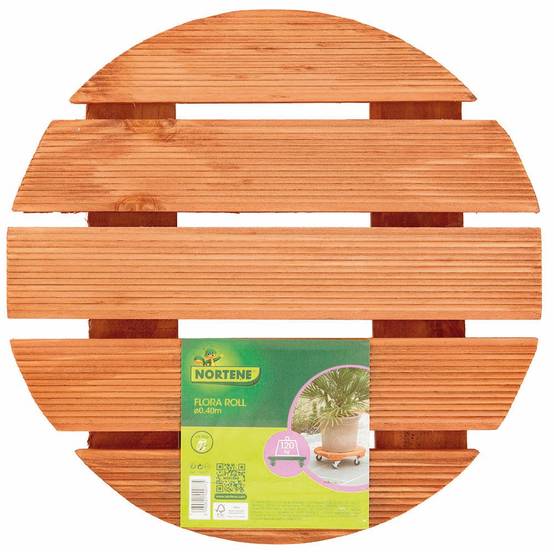 Nortene - Support à roulettes bois lasuré rond Ø 40 cm – NORTENE - Image 1