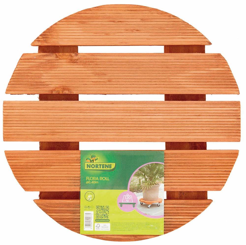 Nortene - Support à roulettes bois lasuré rond Ø 40 cm – NORTENE
