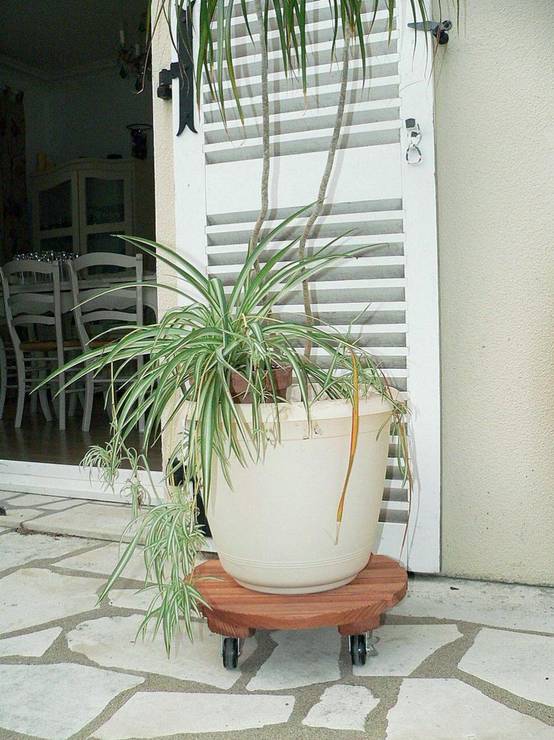 Nortene - Support à roulettes bois lasuré rond Ø 40 cm – NORTENE - Image 5