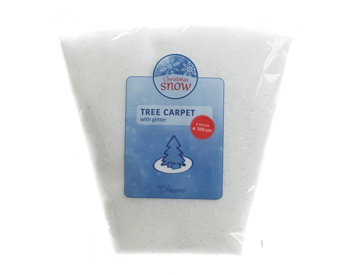 Jupe de sapin en polyester Blanc pailleté argent Ø.100 cm