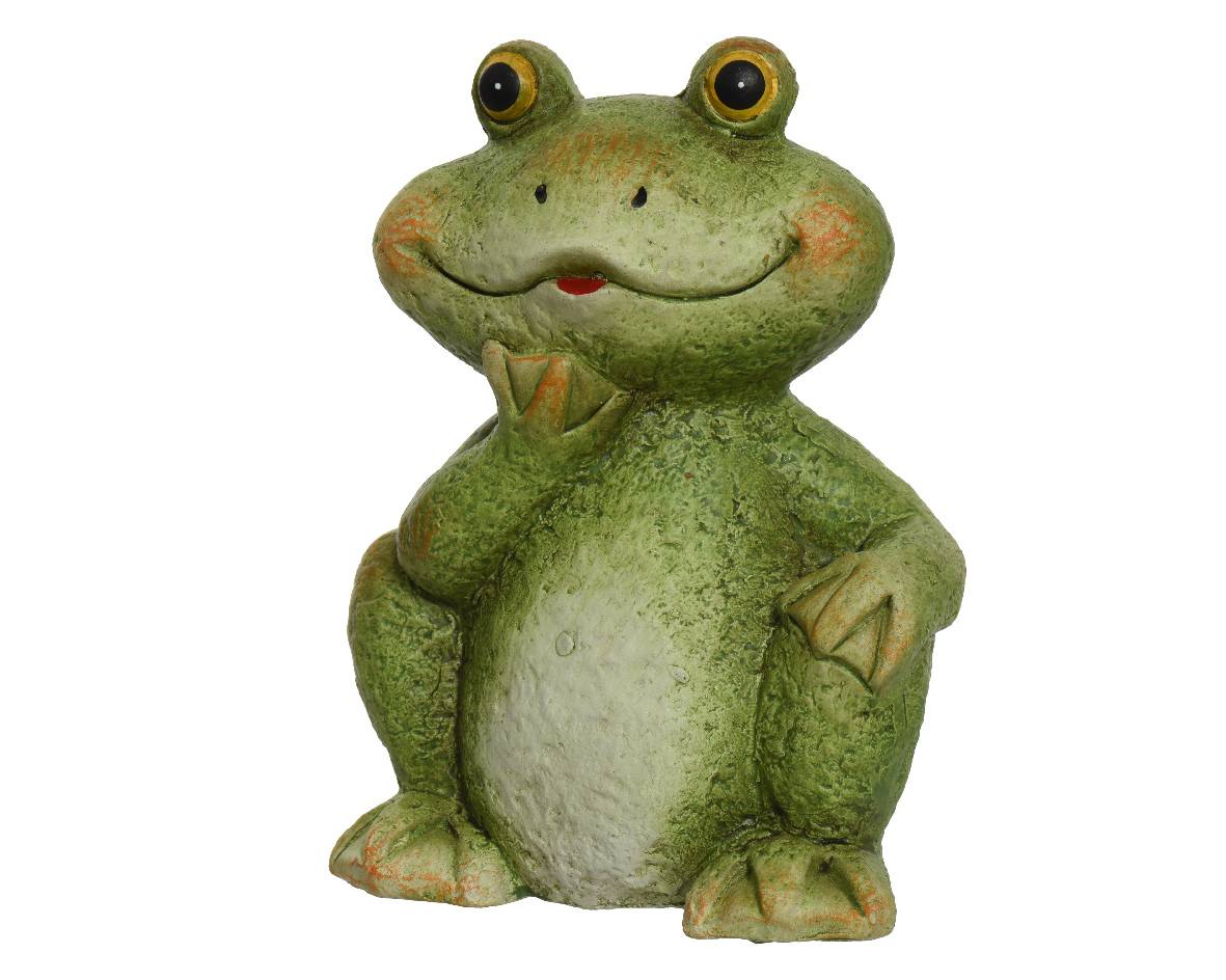 Relaxdays Statue Grenouille En Pierre - Figurine Déco Jardin Crapaud Réaliste 9x13.5x15cm Pour Balcon Et Terrasse