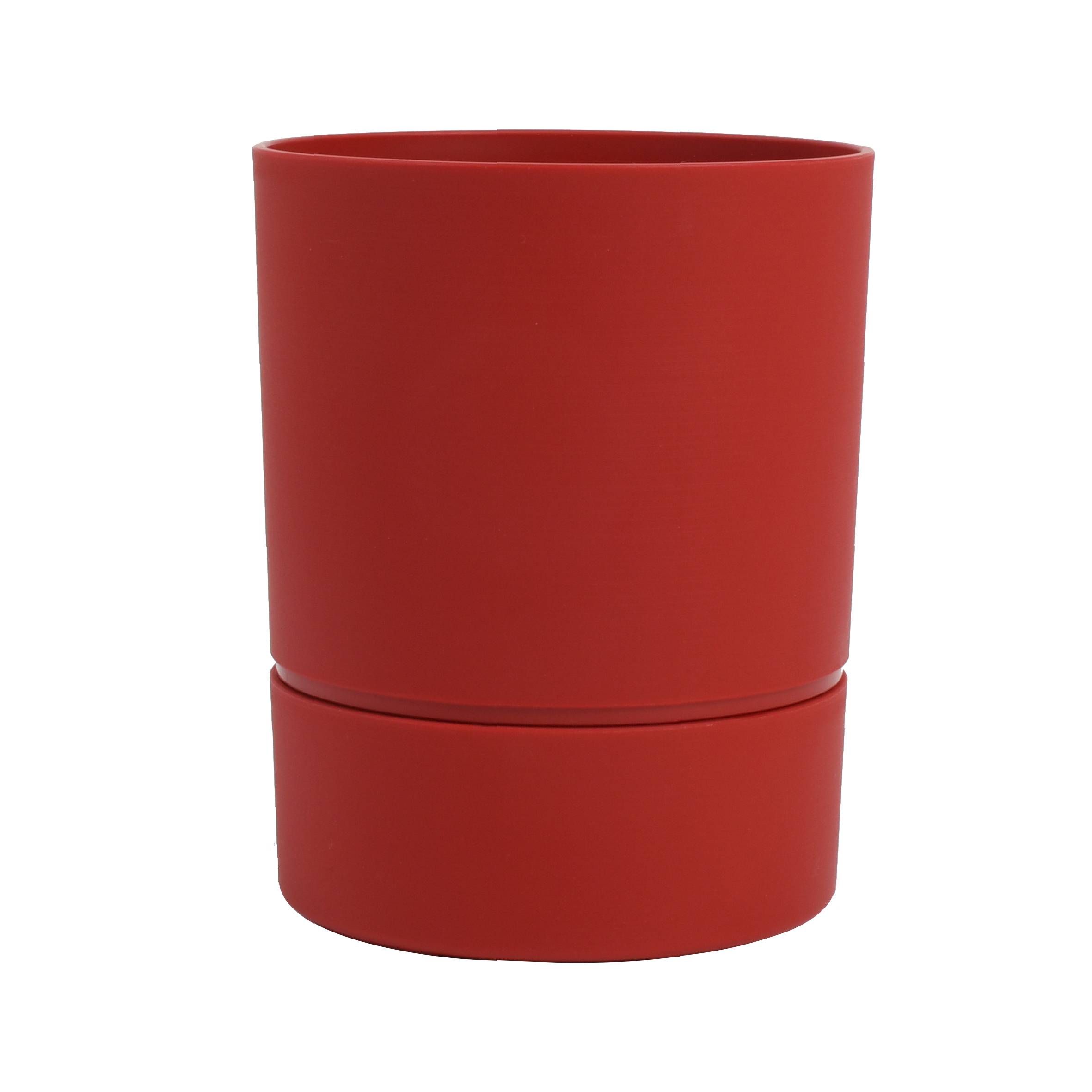 Pot de fleurs rond plastique rouge - AQUADUO