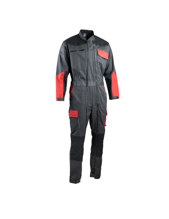 LMA - Combinaison de travail double zip Sesame tricolore gris / noir / rouge taille 2 - LMA