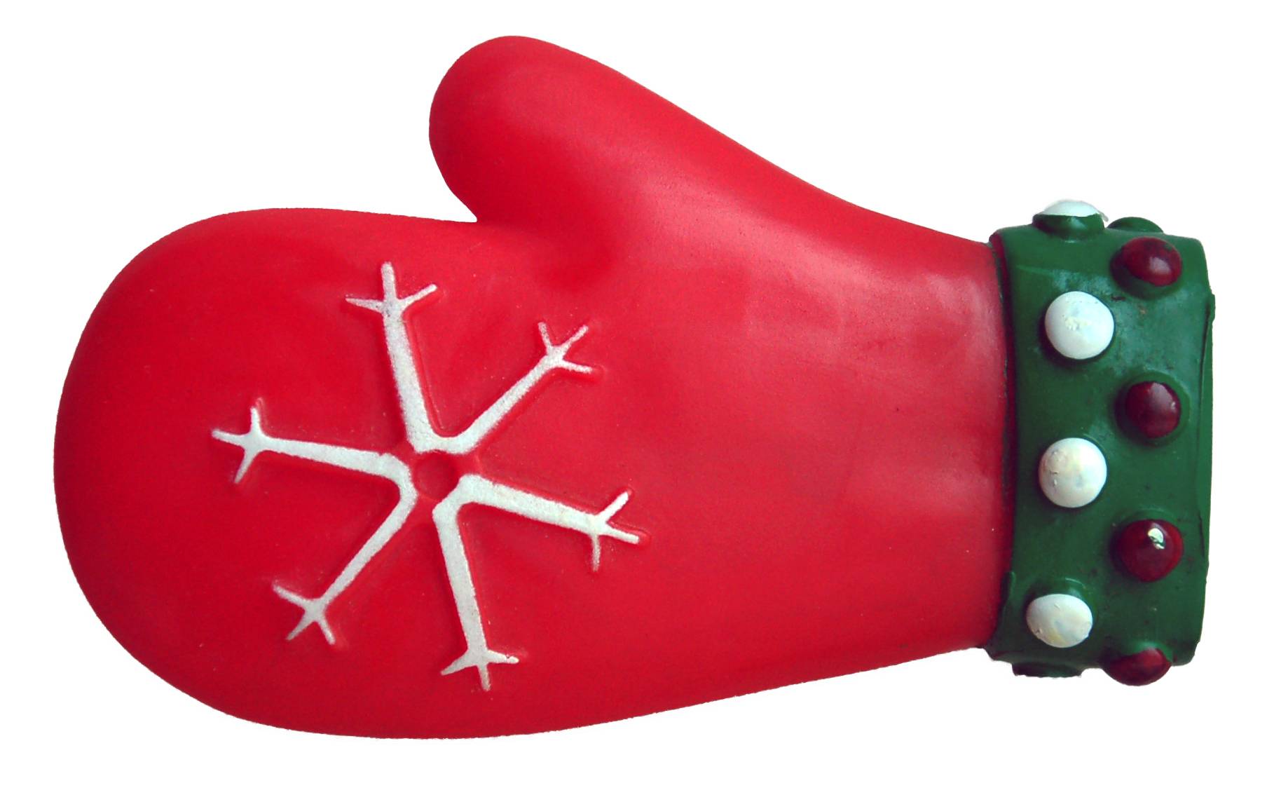 Jouet pour chien en vinyle en forme de moufle rouge L.3,3 cm - Gamm vert