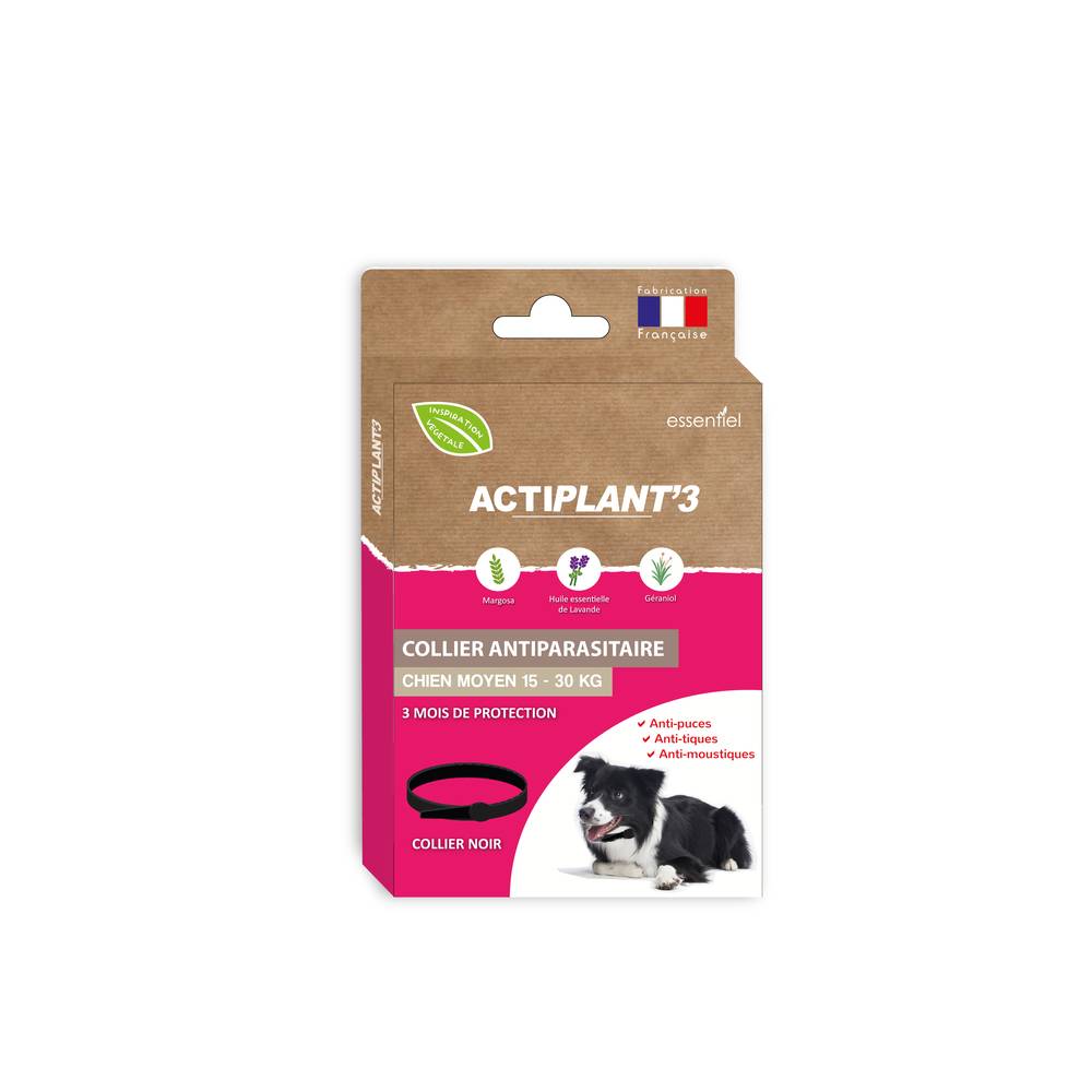 Actiplant - Collier antiparasitaire chien moyen noir 60 cm – ACTIPLANT'3