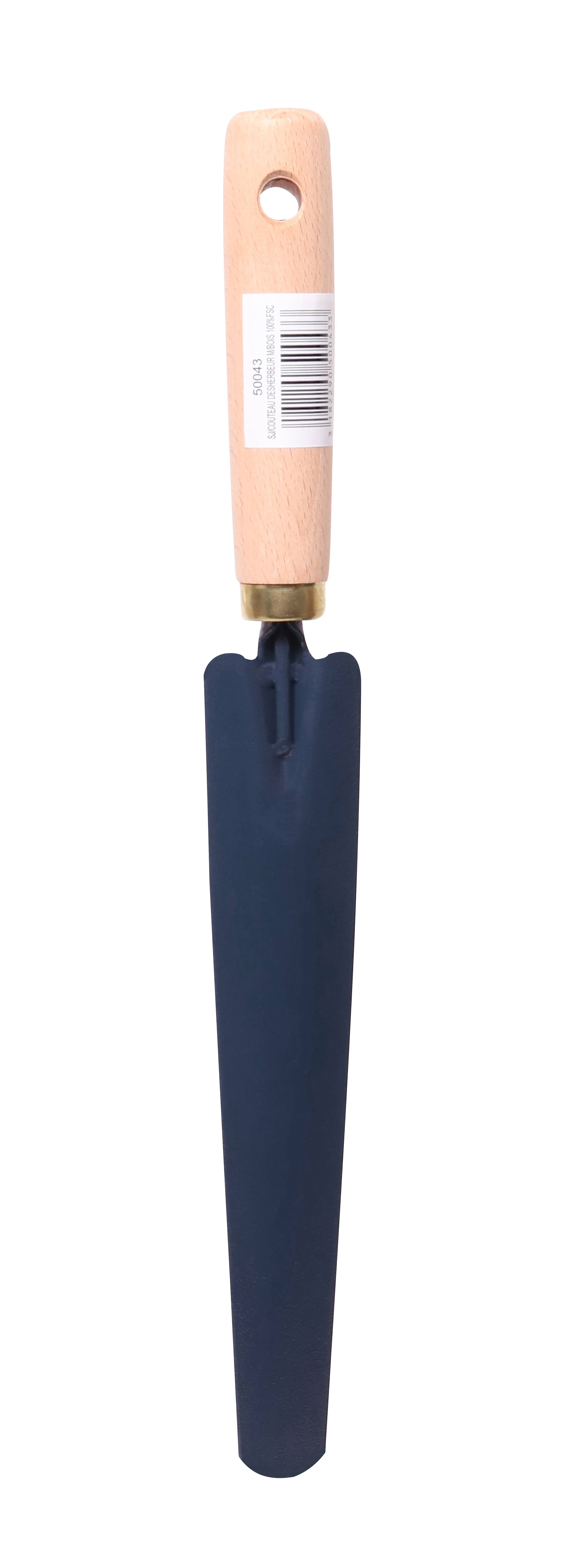 Couteau désherbeur acier bleu manche bois 38 cm - S&J - Image 1