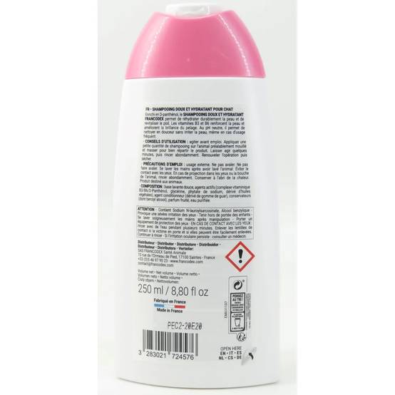 Shampoing Doux et Hydratant Pour Chats 250 ml - FRANCODEX - Image 5