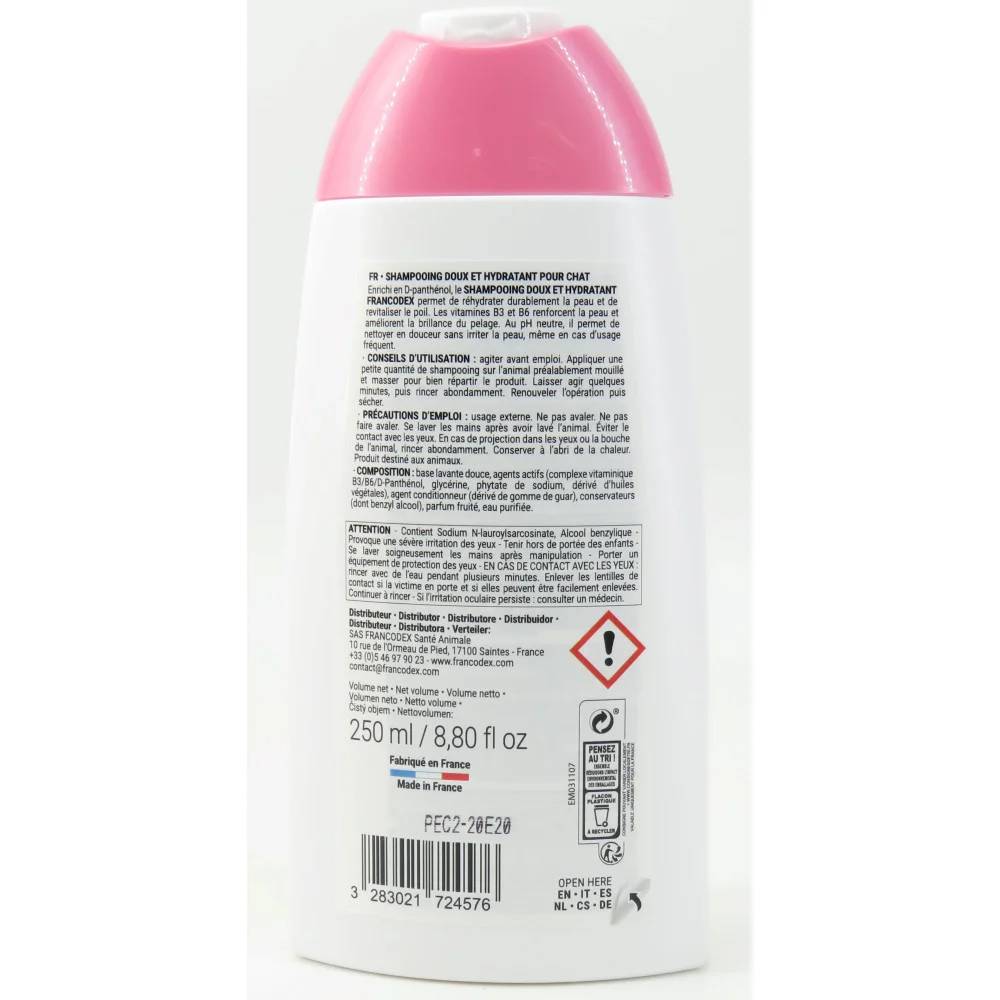 Shampoing Doux et Hydratant Pour Chats 250 ml - FRANCODEX - Image 5