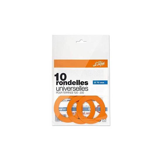 Le Parfait - Rondelle universelle 2 oreilles Caoutchouc Orange Ø 70 mm sachet 10 - LE PARFAIT