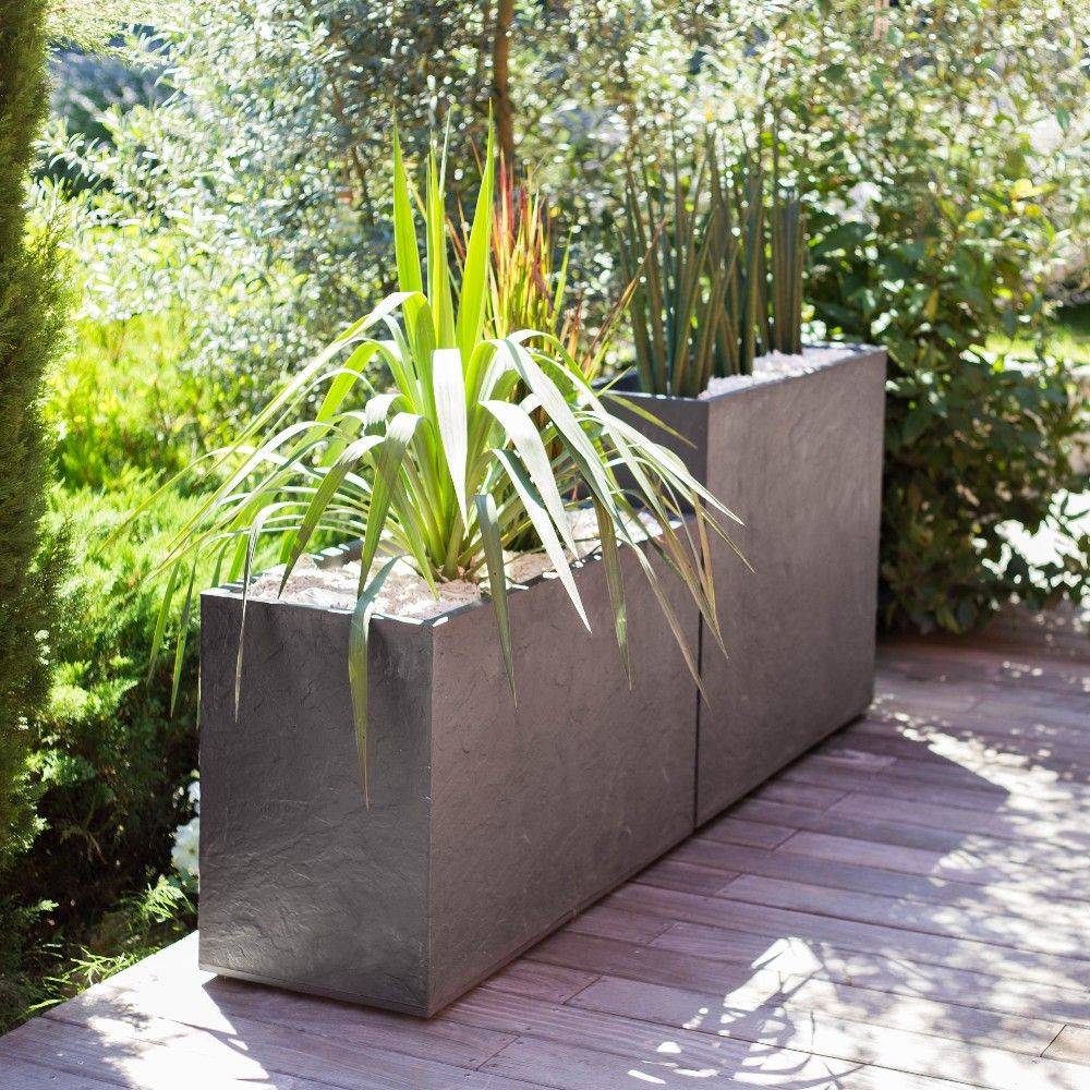 Muret Volcania plastique L99.5 H60 cm 116L gris anthracite - Image 1