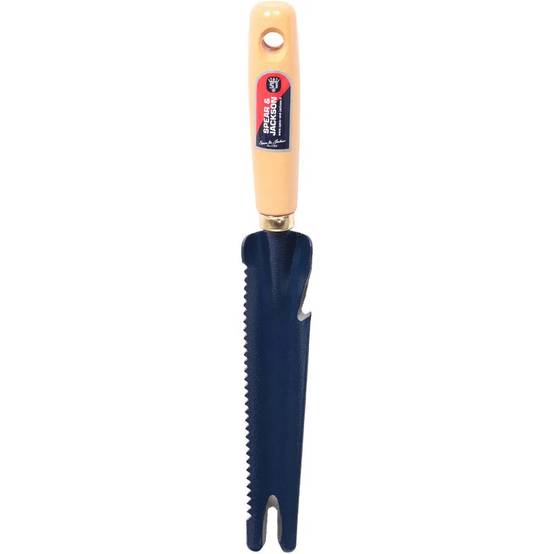 Couteau désherbeur dentelé et affûté acier et hêtre bleu 32,30 cm - S&J - Image 8