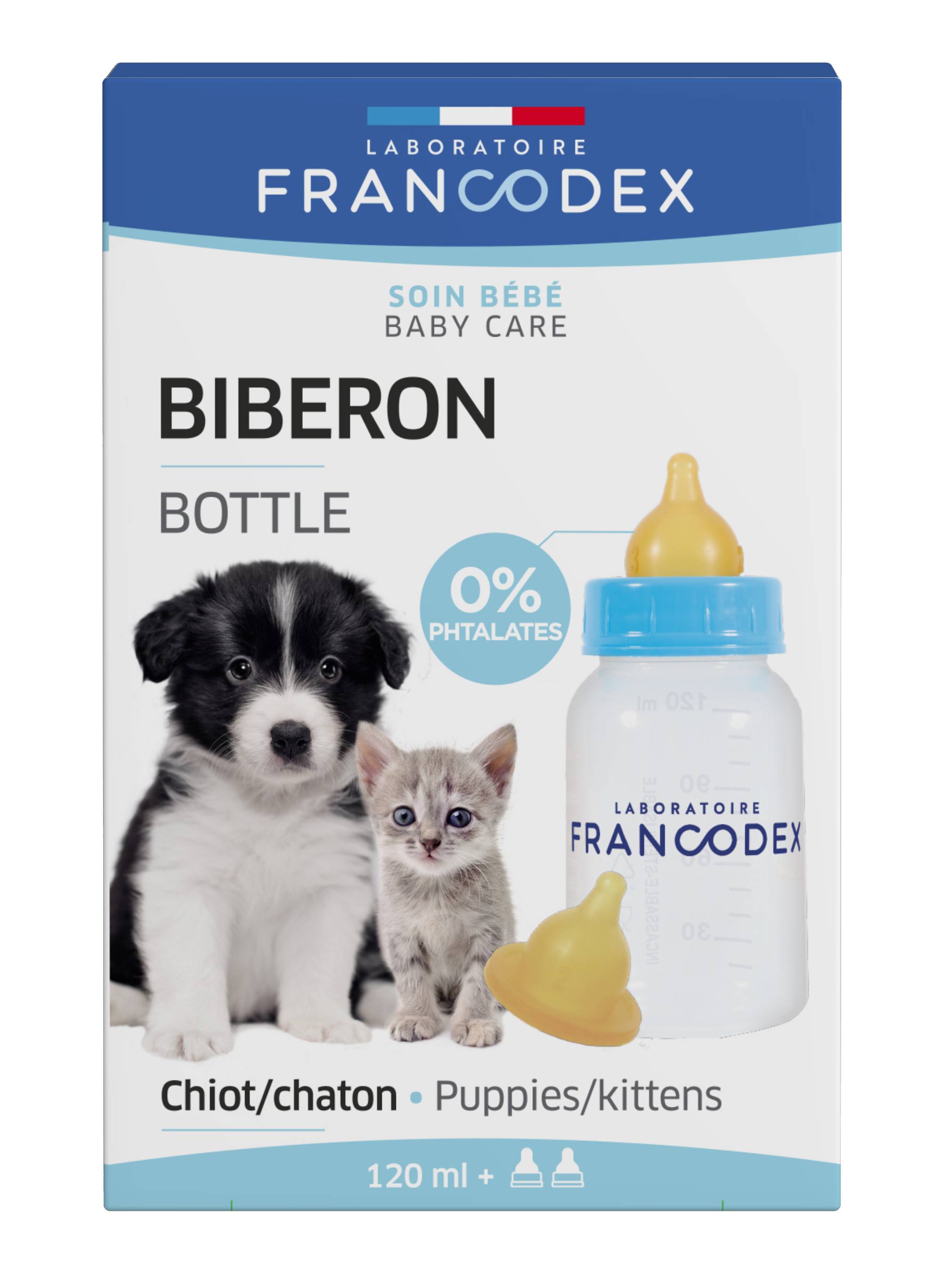 Biberon Chiot Et Chaton Plastique Rigide 120 ml – FRANCODEX - Image 1