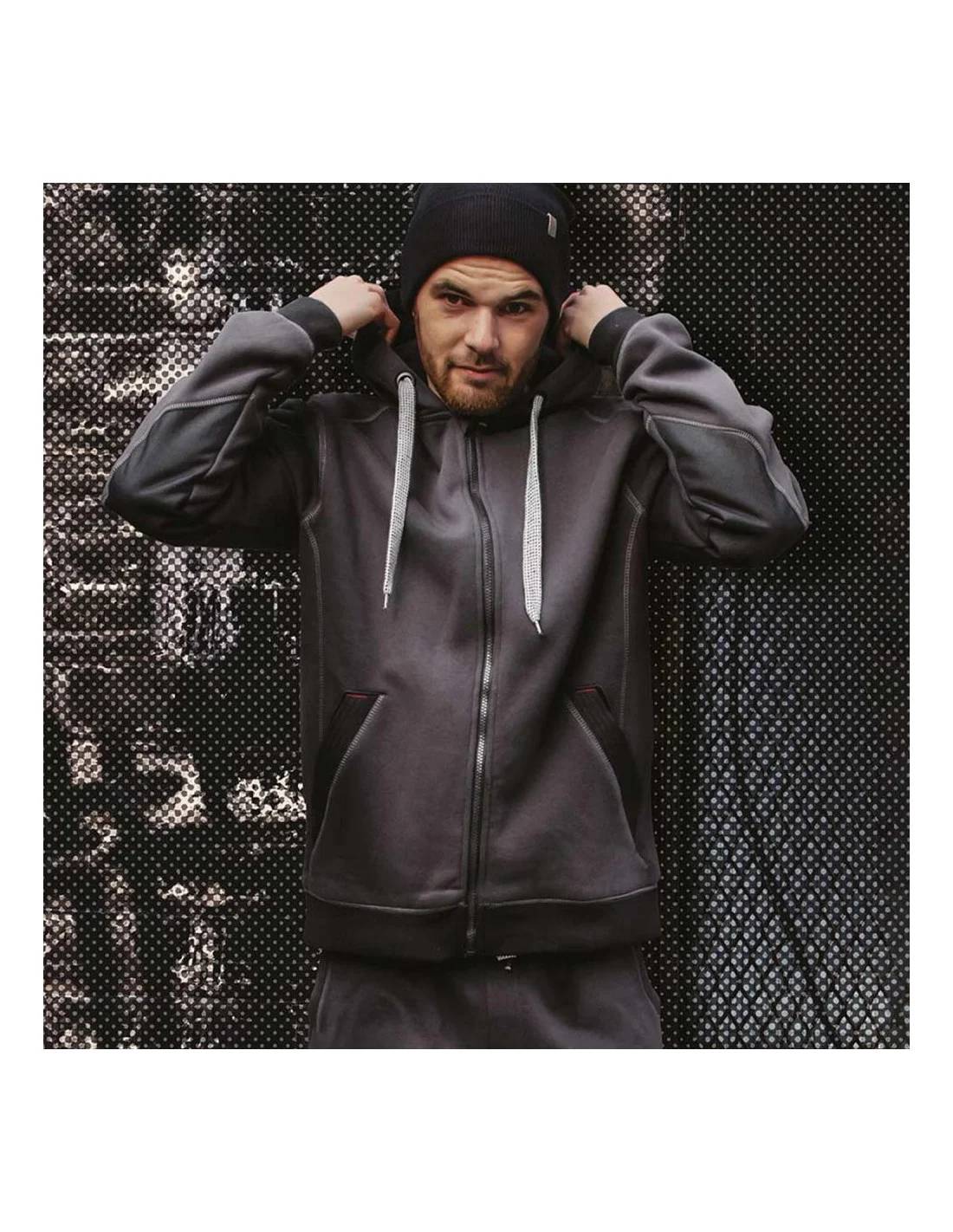 Sweat de travail zippé coton/polyester gris/noir taille L - LMA - Image 4