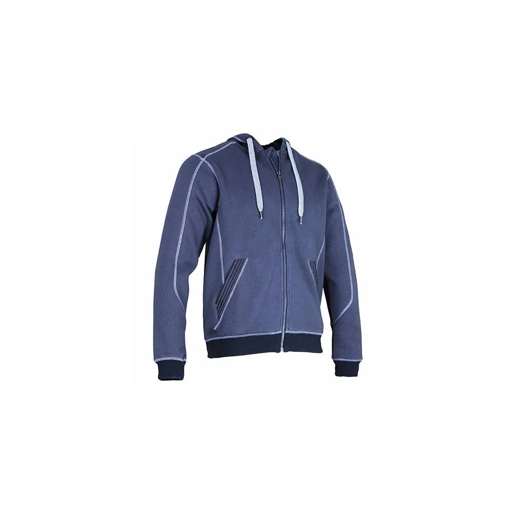 Sweat de travail zippé à capuche coton/polyester gris/noir LMA - Image 3