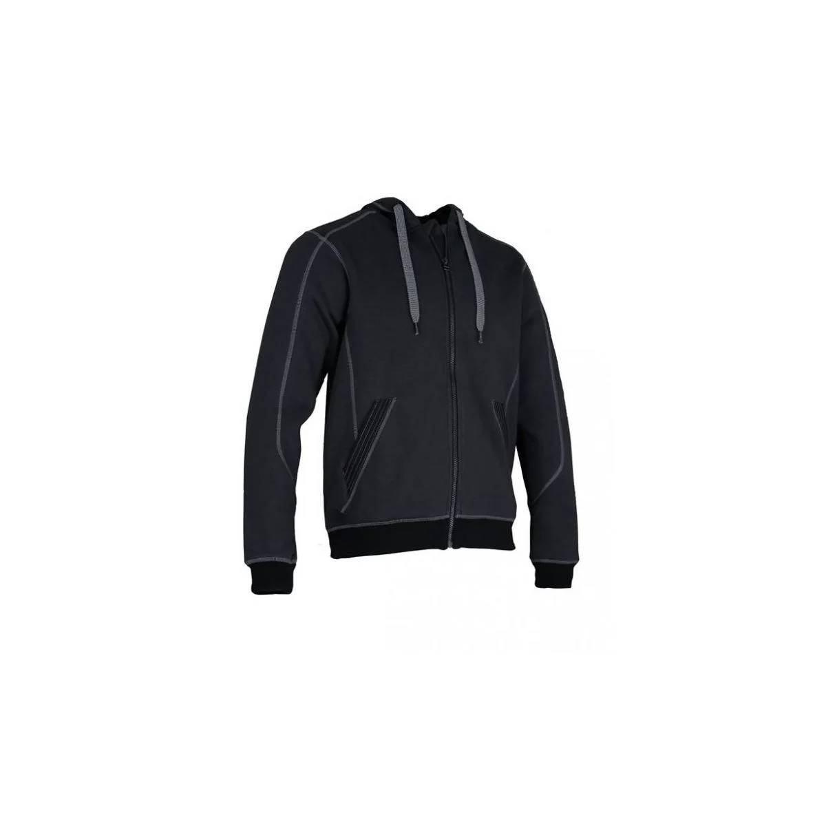 Sweat de travail zippé à capuche coton/polyester gris/noir LMA - Image 5