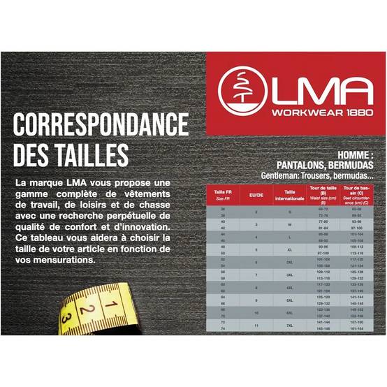 Pantalon de travail ceinture resserrable coton polyester - LMA - Image 1