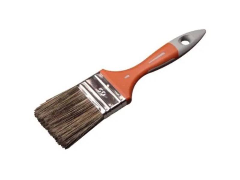 Pinceau brosse plate taille 50 mm spécial lasure manche bi-matière virole inox - SAVY
