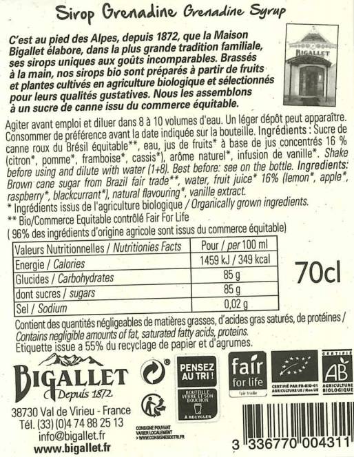 Bigallet - Sirop de grenadine BIO 70 cl - Bigallet - Image 4