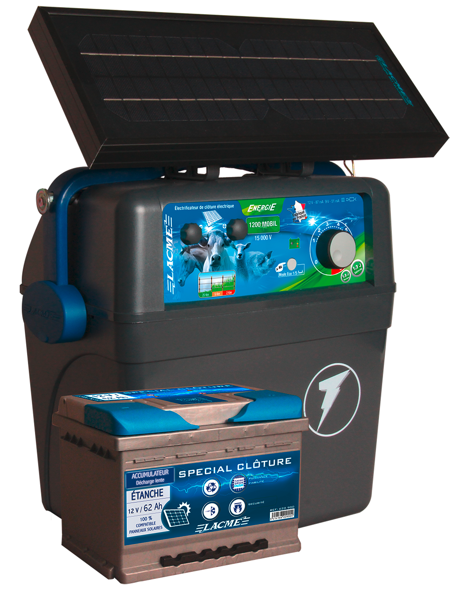 Lacme - Electrificateur solaire Energie 1200 Mobil , 7,2 W (15000 V, 1,3 J délivrés) - LACME - Image 2