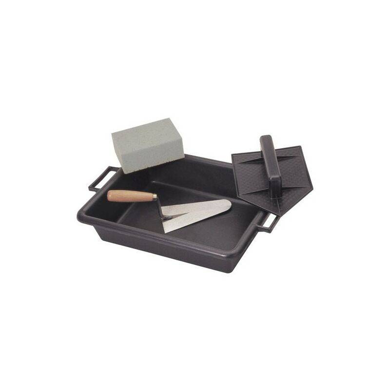 Lot maçon taloche pointue + auge 10L + truelle plastique gris L.27.0 cm l.18.0 cm - Vinmer - Image 1