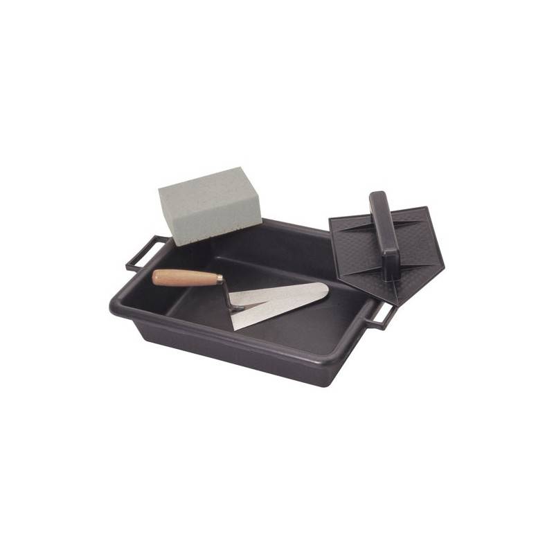 Lot maçon taloche pointue + auge 10L + truelle plastique gris L.27.0 cm l.18.0 cm - Vinmer - Image 2
