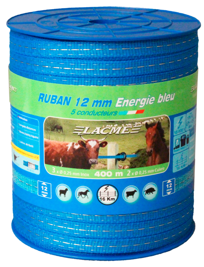 Lacme - Ruban bleu 12mm, 5 conducteurs - Bobine 400 m - Bleu - Image 2