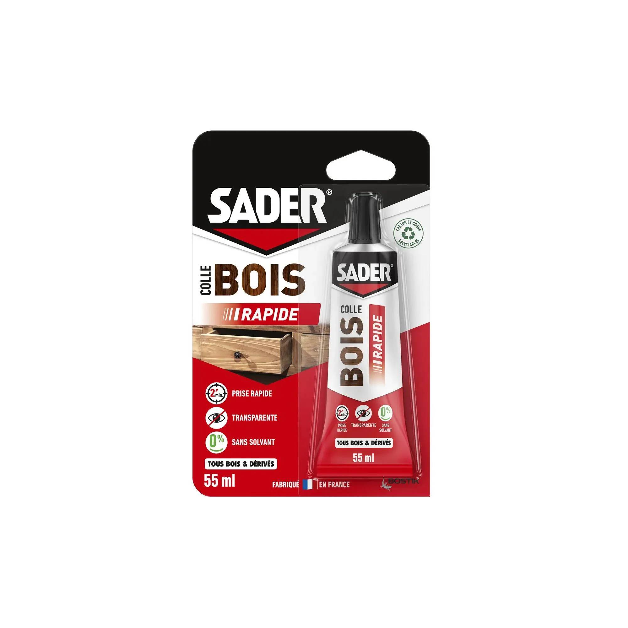 Colle bois prise rapide 55 ml - SADER - Image 1