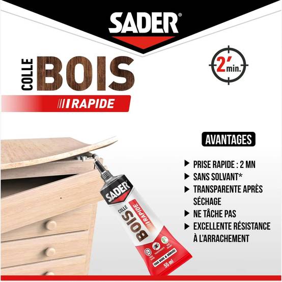 Colle bois prise rapide 55 ml - SADER - Image 3