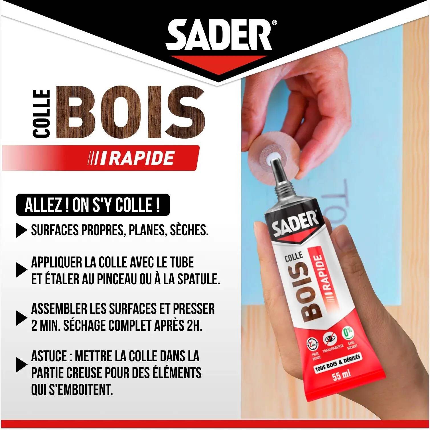 Colle bois prise rapide 55 ml - SADER - Image 6