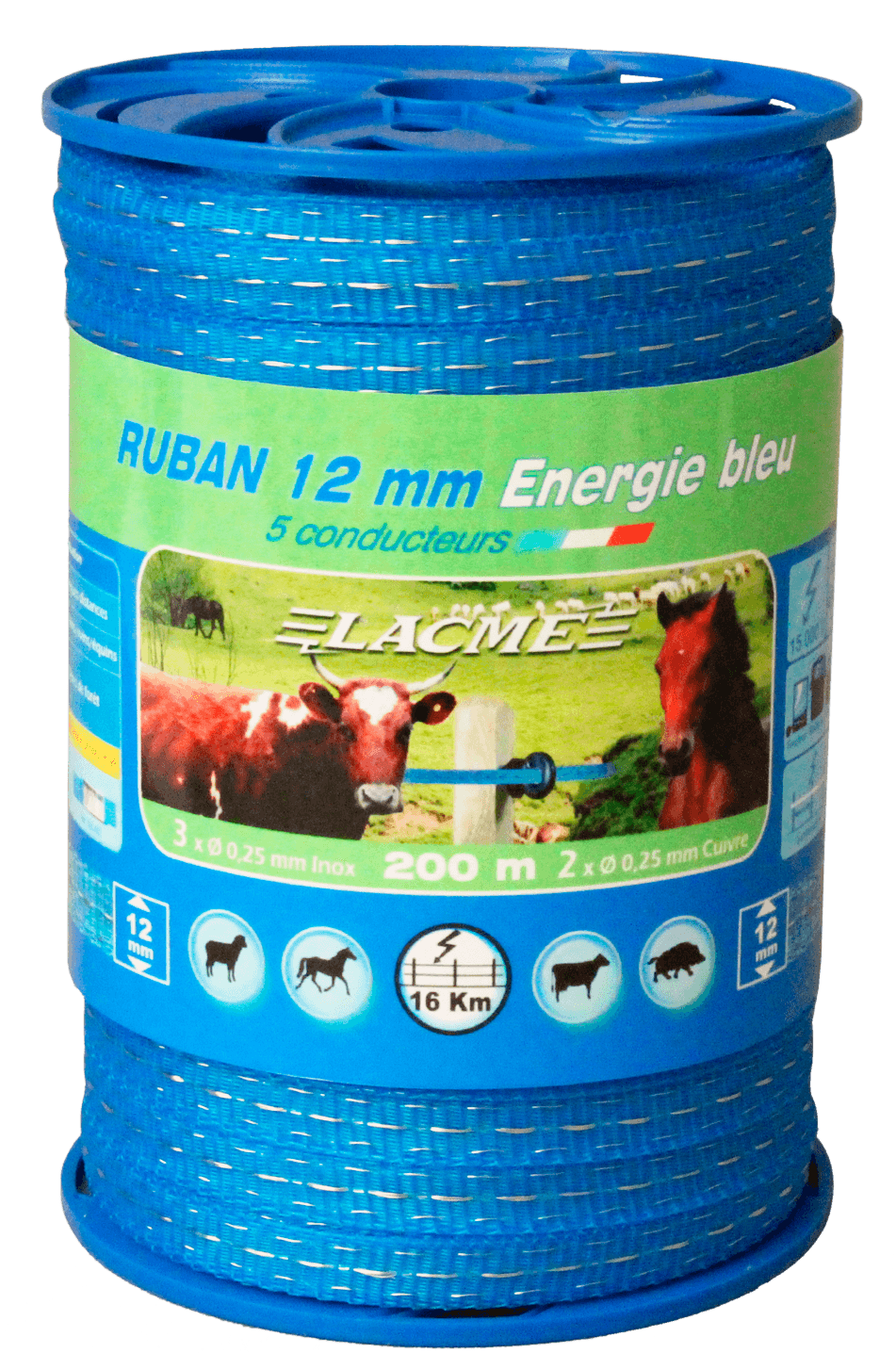 Lacme - Ruban bleu 12mm, 5 conducteurs - Bobine 200 m - Bleu - Image 2