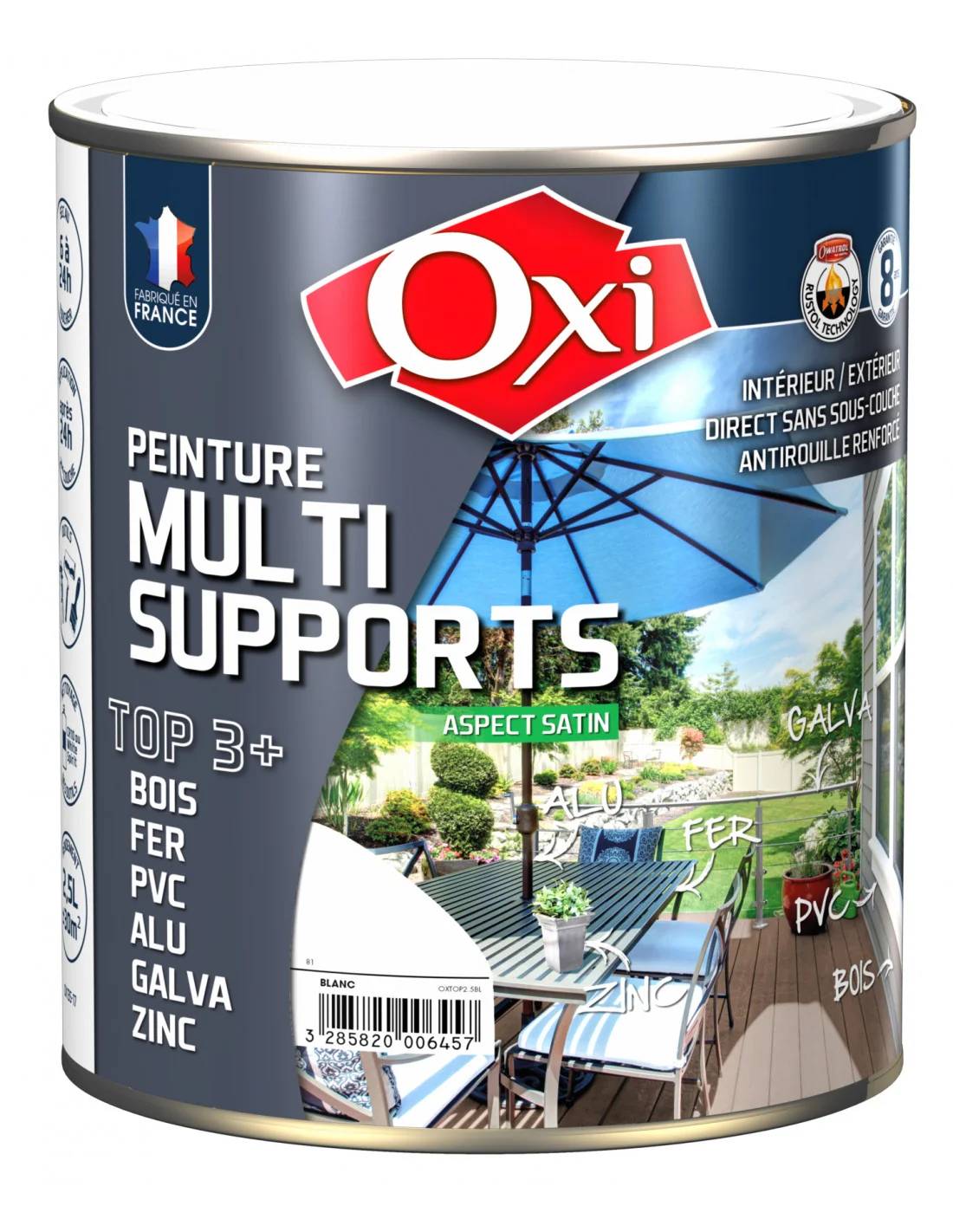 Peinture multi-supports gris clair satin 0,5 L – OXI