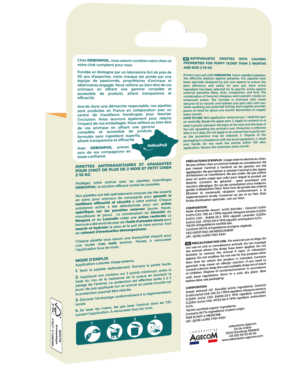 Laboratoire Agecom - ACTIPLANT'3 PIPETTES INGREDIENTS BIO CHIEN S X3 - Image 1