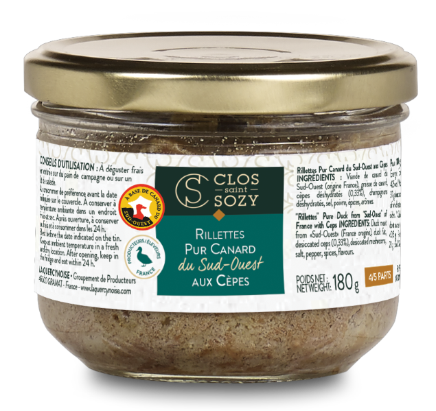Clos Saint Sozy - Rillettes de canard du Sud-Ouest aux cèpes 180 g - Clos Saint Sozy