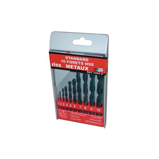 Coffret de 10 forets laminés métal Ø1-10 mm L.34-133 mm - Riss