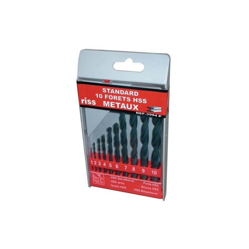 Coffret de 10 forets laminés métal Ø1-10 mm L.34-133 mm - Riss
