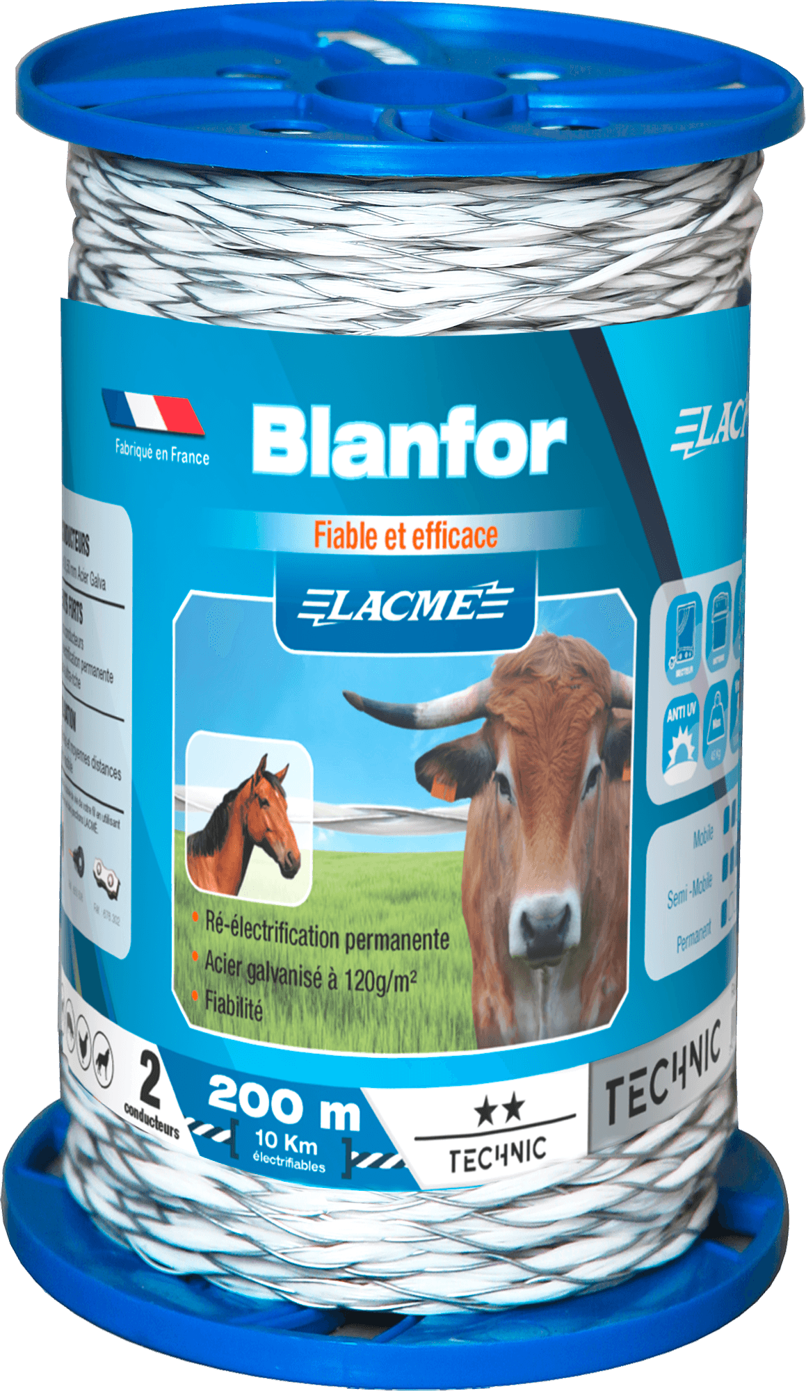 Lacme - Fil blanfor, 2 Conducteurs, Bobine 200 m - Image 1