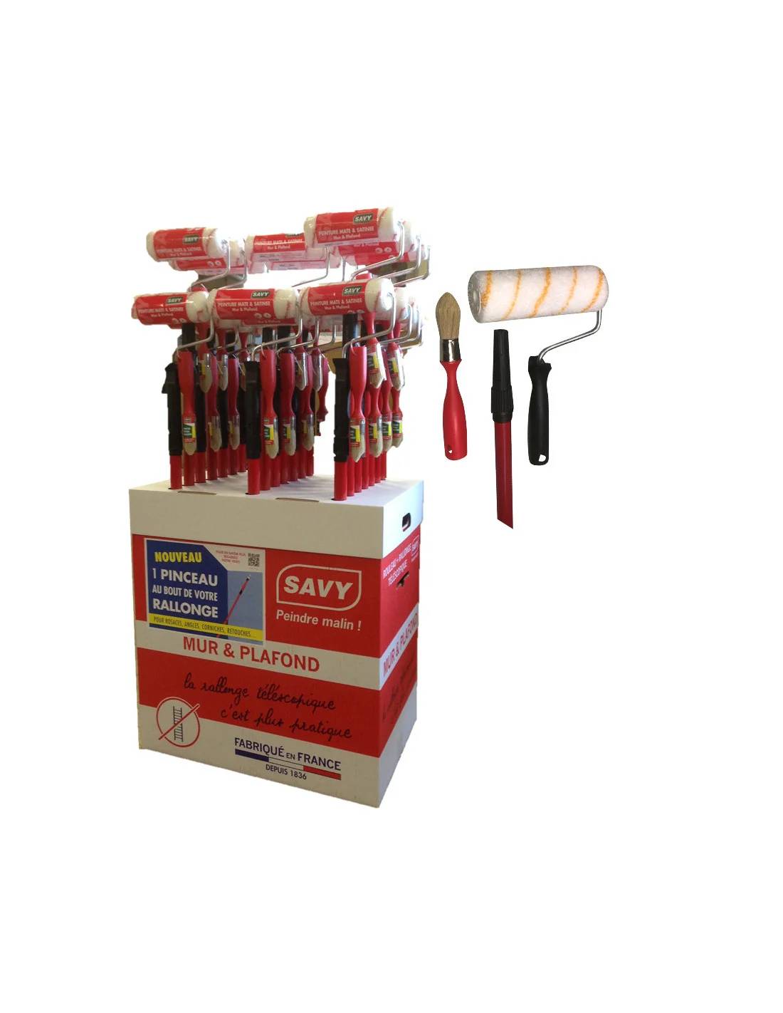 Ensemble peinture rouleau pinceau rallonge - SAVY - Image 2