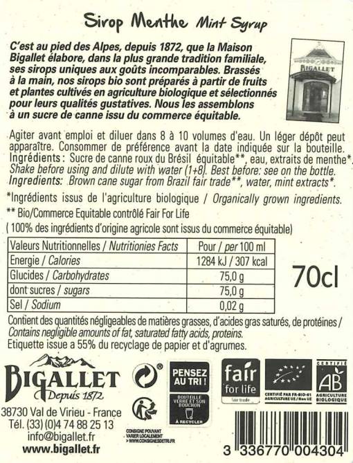 Bigallet - Sirop de menthe BIO 70 cl - Bigallet - Image 5