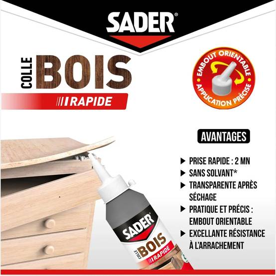 Colle bois rapide vinylique incolore 250 g - SADER - Image 4
