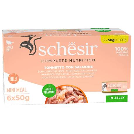 Schesir Chat - Thon/Saumon au bouillon 6 x 50g - Image 1