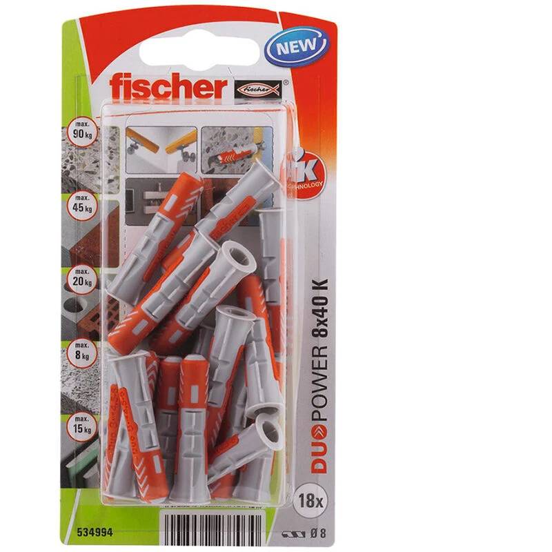 Cheville d'expansion bimatière nylon rouge 8x40 mm - FISCHER - Image 1