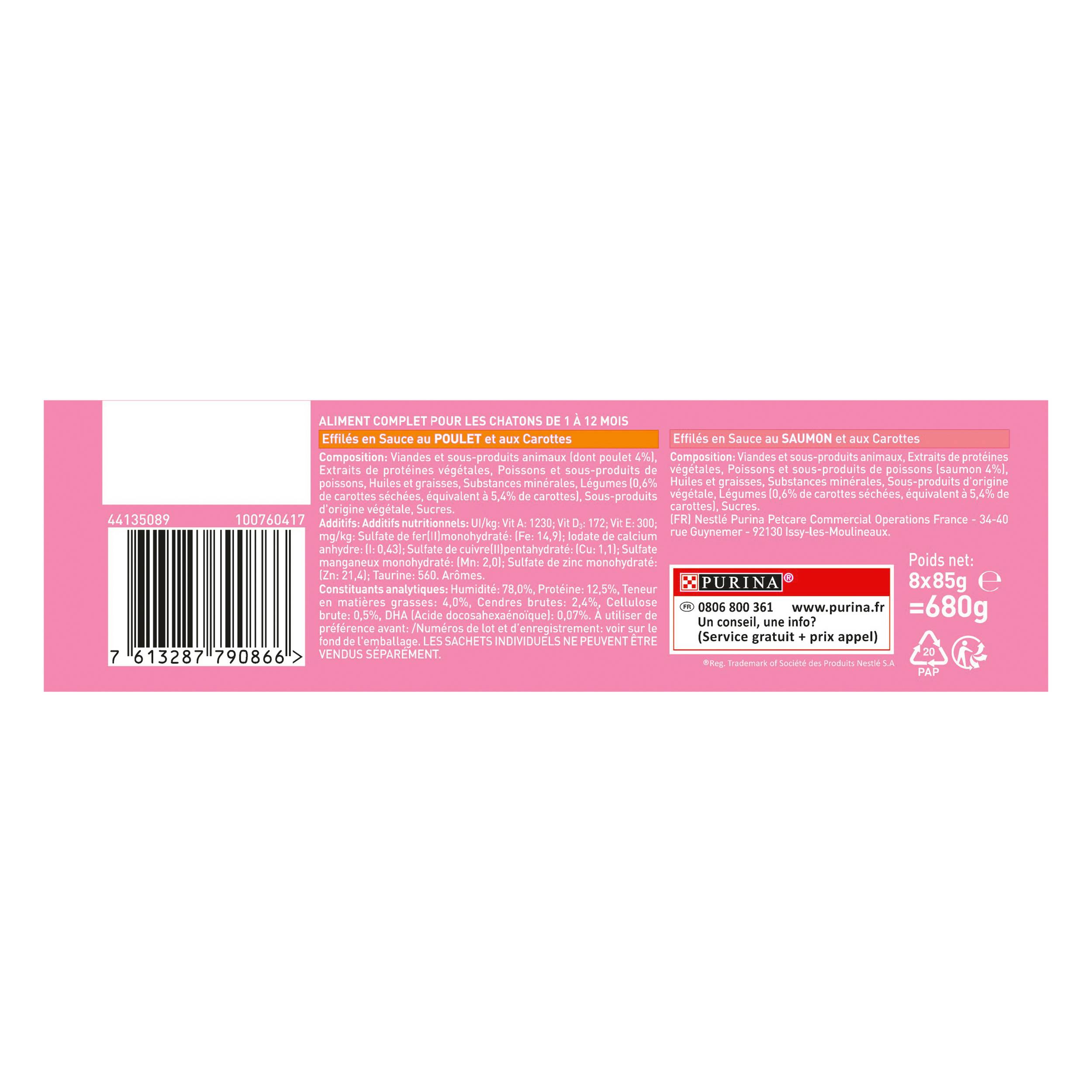 Purina One - Effilés sauce chat Junior Poulet Saumon 8x85g - PURINA ONE - Image 2