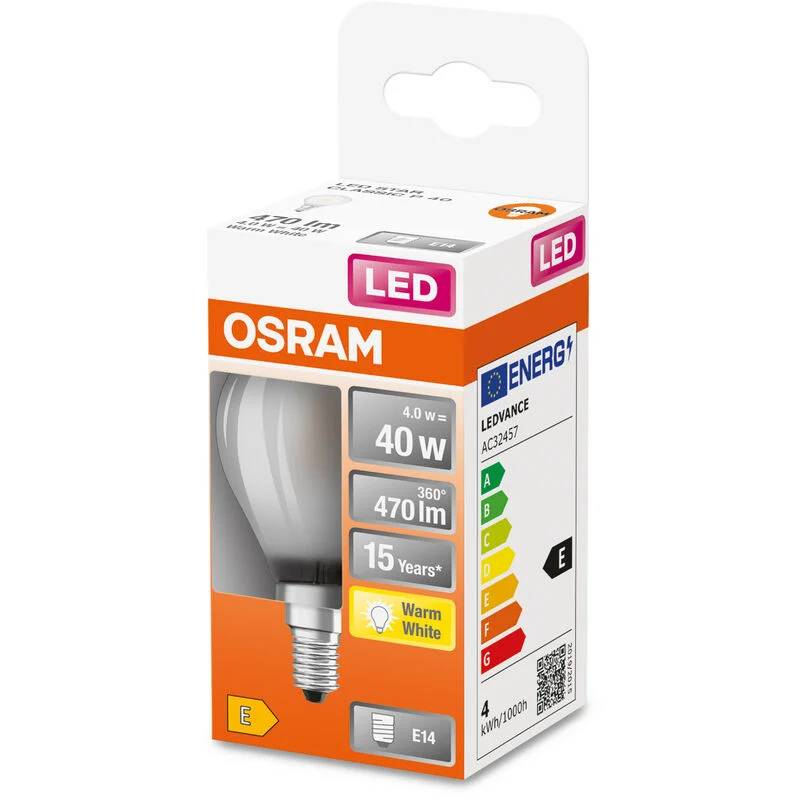 Ampoule LED filament verre dépoli E14 4 W blanc chaud – OSRAM - Image 4