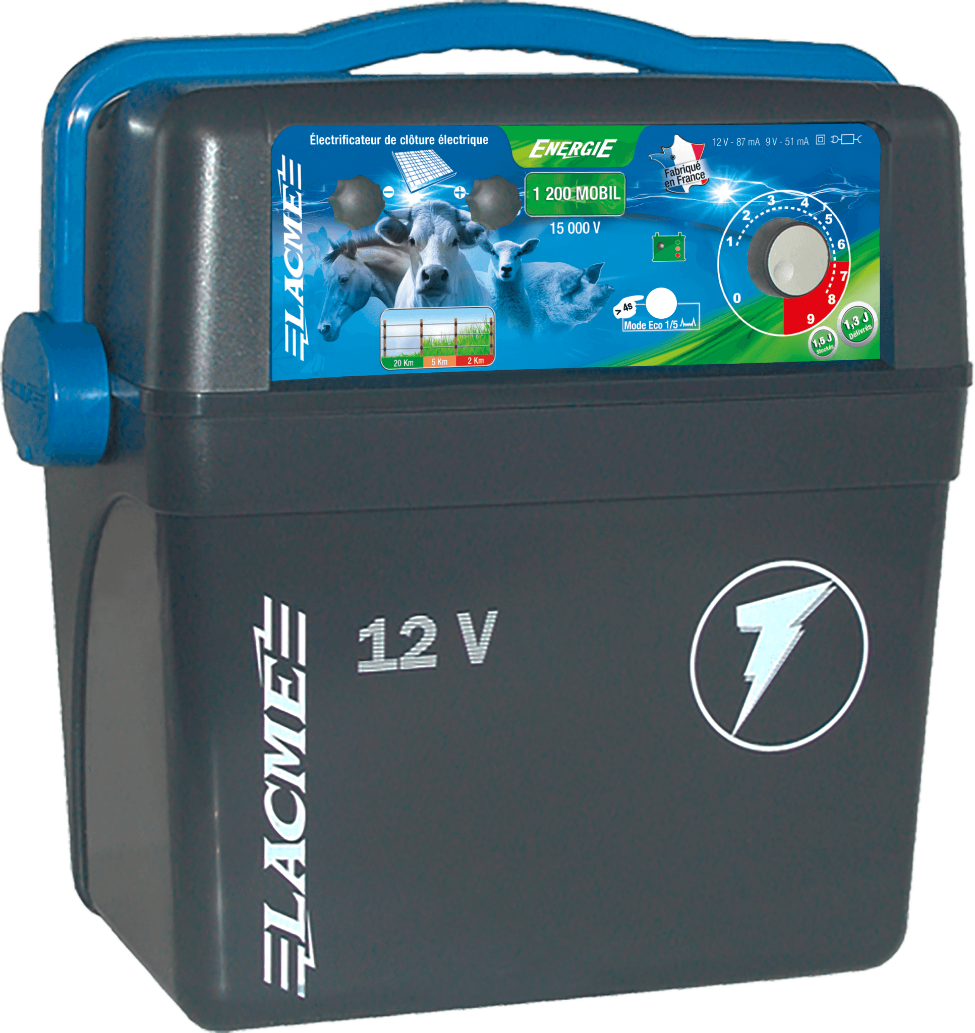Lacme - Electrificateur autonome Energie 1200 Mobil, 15000 V, 1,3 J - Image 1