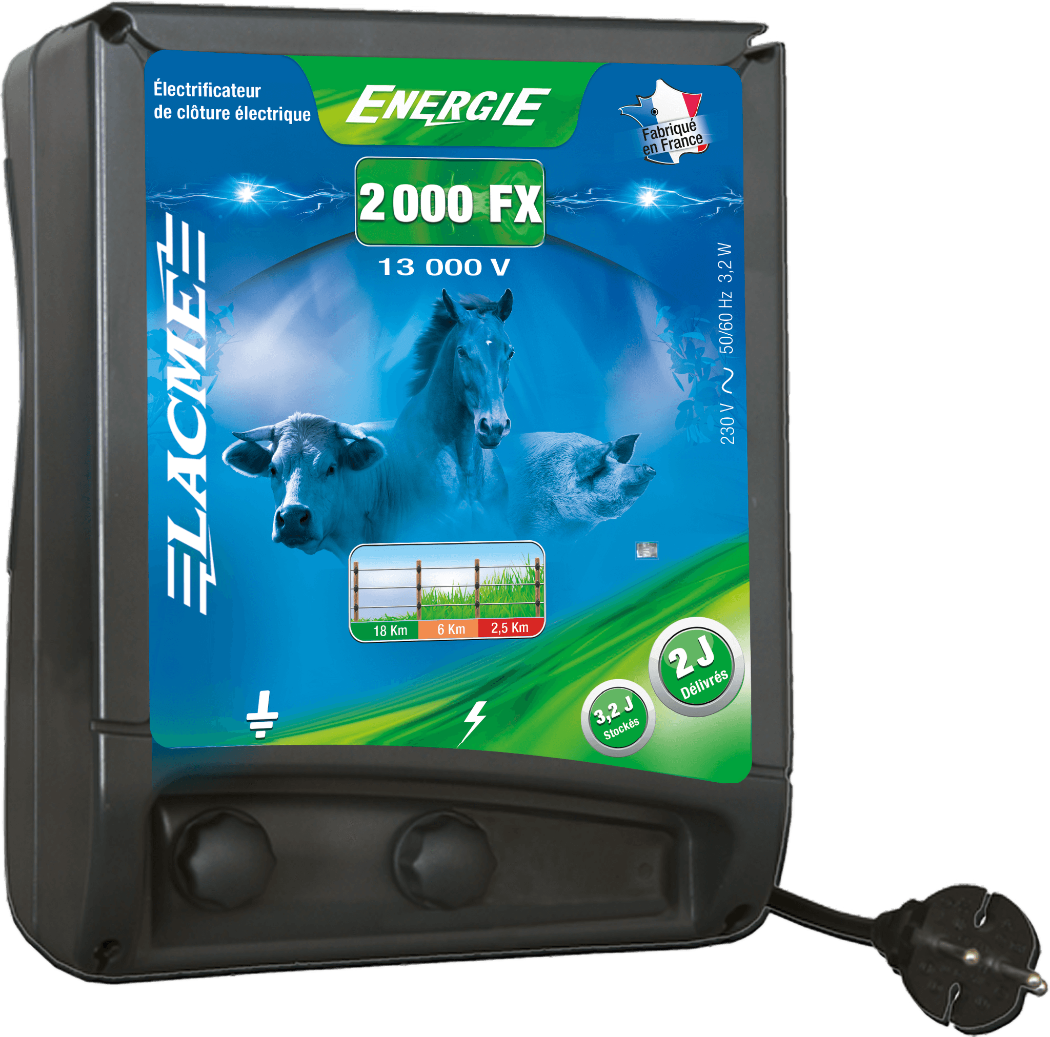 Lacme - Electrificateur secteur Energie 2000 FX, 13000 V, 2 J délivrés - Image 1