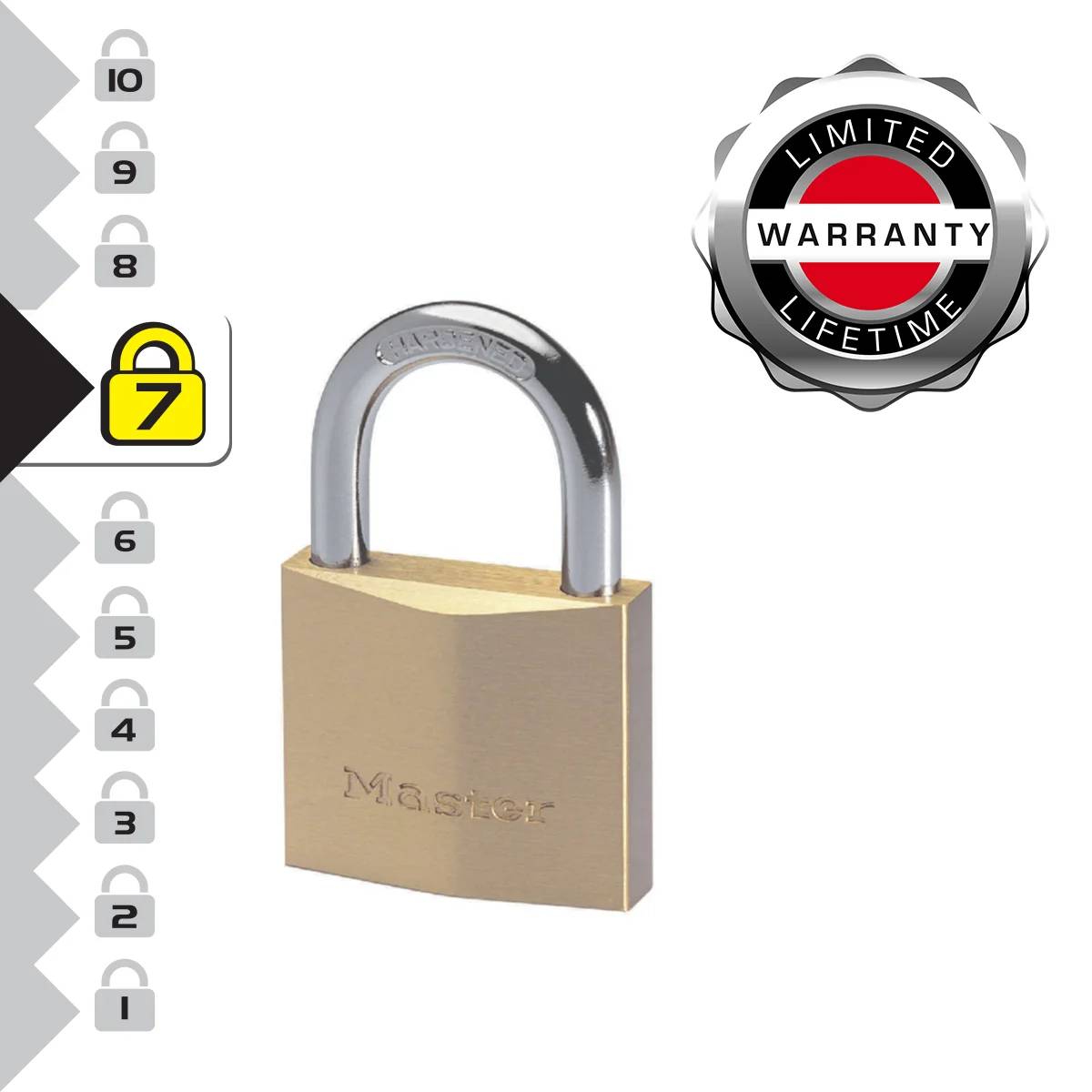Cadenas à Clé Laiton Massif 50 mm Anse Acier 30 mm - MASTER LOCK - Image 4