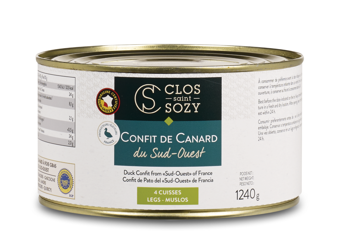 Clos Saint Sozy - Confit de canard du Sud-Ouest 4 cuisses 1240 g - Clos Saint Sozy